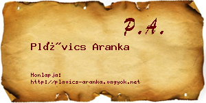 Plávics Aranka névjegykártya